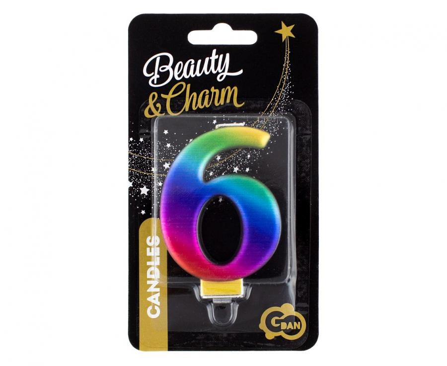 Świeczka cyferka 6, Galaxy 8cm GoDan